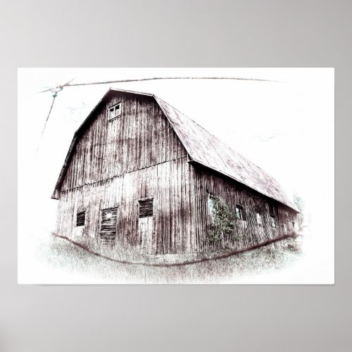 Vintage Art Country Rustic Distressed Barn Texture Poster