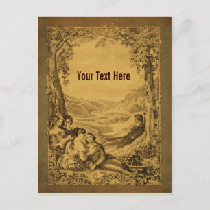 Vintage Art Couples Picnic Customizable Postcard