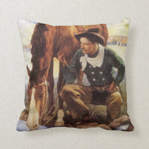 Rustic brown beige teal western country cowboy fashion Throw Pillow for  Sale by lfang77