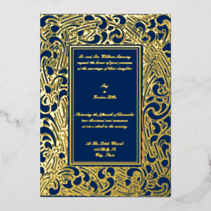 Vintage Art Deco 1906 Foliage Border Wedding Foil Invitation