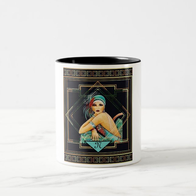 Vintage Art Deco 1920's style flapper mug (Center)