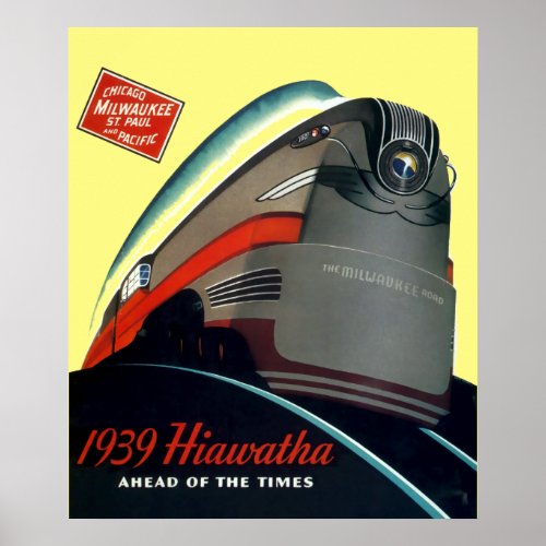 Vintage Art Deco 1939 Locomotive Train Ad Poster