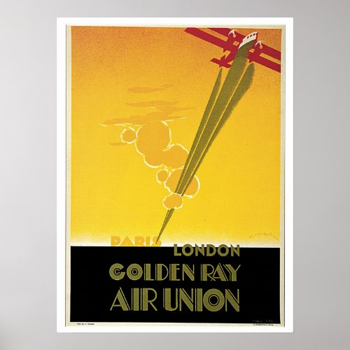 Vintage Art Deco airlines travel ad Poster