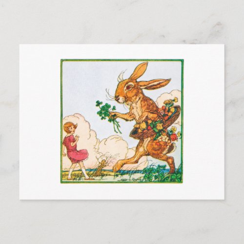 Vintage Art Deco Alice in Wonderland Giant Rabbit Postcard