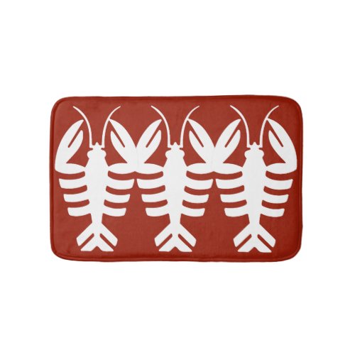 Vintage Art Deco Animal White Lobster on Red Bath Mat