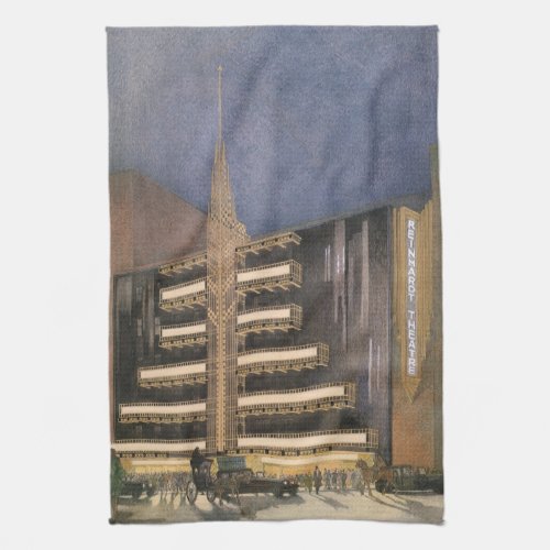 Vintage Art Deco Architecture Building in NYC Kitchen Towel