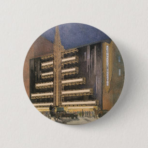 Vintage Art Deco Architecture, Building in NYC Pinback Button