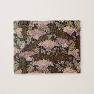 Vintage Art Deco Bat and Flowers Jigsaw Puzzle