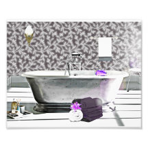 Vintage Art Deco Bathtub Watercolor Photo Print