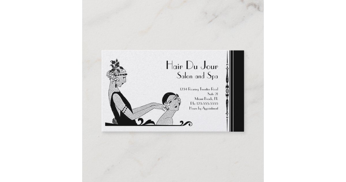 Vintage Art Deco Beauty Or Fashion Black And White Business Card Vintage Art Deco Beauty Or Fashion