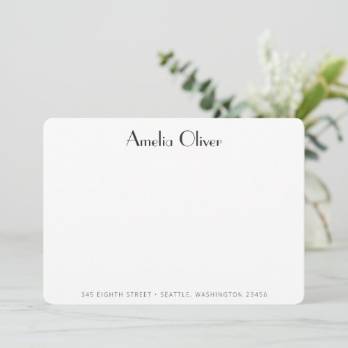 Vintage Art Deco Black Chic Name Address Custom Note Card