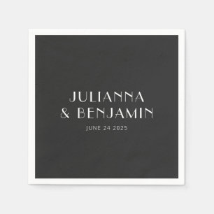 Vintage Art Deco Black Simple Custom Wedding Napkins