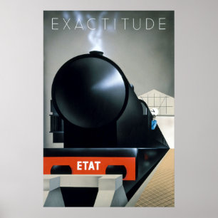 Vintage Art Deco Black Steam Locomotive Poster