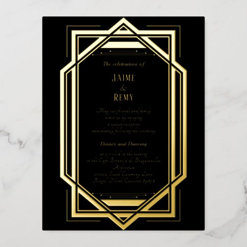 Vintage Art Deco Black Wedding Foil Enclosure Card