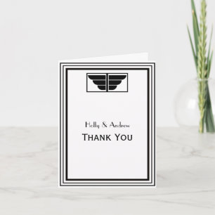 Vintage Art Deco Black White Frame #2 V Thank You Card