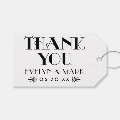 Vintage Art Deco Black White Wedding Thank You Gift Tags