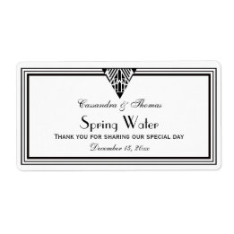 Vintage Art Deco Black Wht Frame #1 H Water Bottle Label