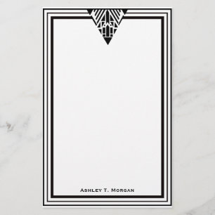 Vintage Art Deco Black Wht Frame #1 Personalized Stationery