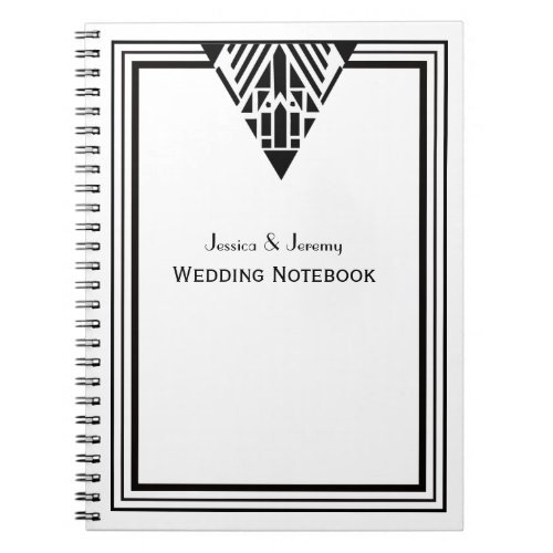Vintage Art Deco Blk Wht Frame 1 NoteBook Journal