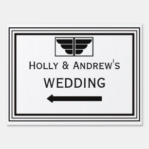 Vintage Art Deco Blk Wht Frame #2 Wedding Sign Med