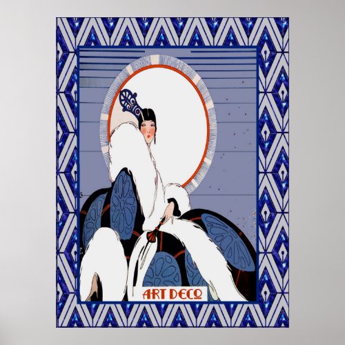 Vintage Art Deco Blue Poster