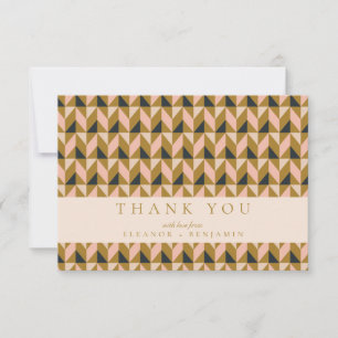 Vintage Art Deco Blush Gold Black Wedding Custom Thank You Card