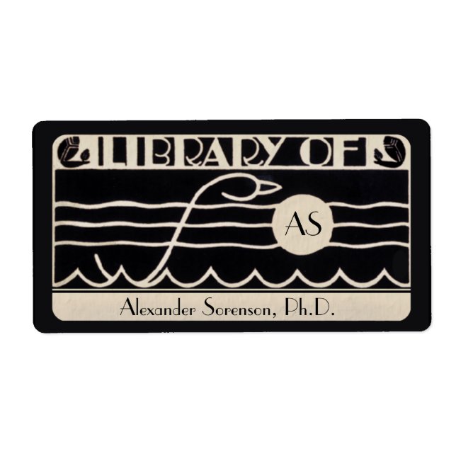 Vintage Art Deco Bookplate Personalized Monogram (Front)