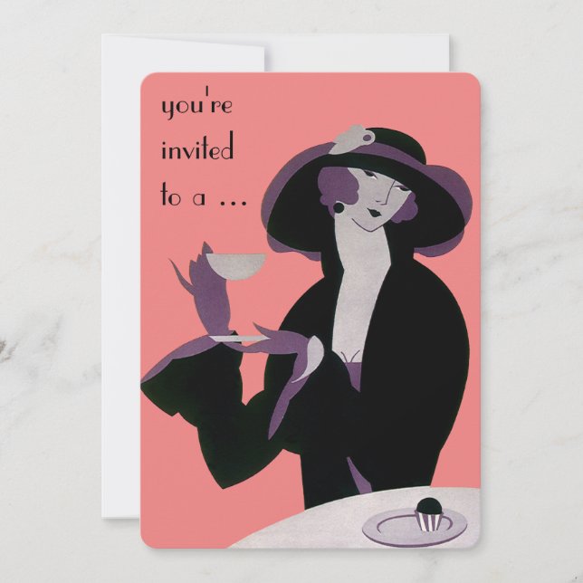 Vintage Art Deco Bridal Shower Party Invitation (Front)
