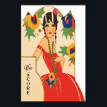 Vintage Art Deco Bridge Tally Poster<br><div class="desc">Stunning art deco-style art of a beautiful lady dressed in red, originally published in the 1920s on a bridge tally card, by the Charles S. Clark Co. Beautiful on any wall, and a perfect gift and memorabilia for the lover of bygone art! Bridge tally cards are used to keep track...</div>