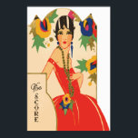 Vintage Art Deco Bridge Tally Poster<br><div class="desc">Stunning art deco-style art of a beautiful lady dressed in red, originally published in the 1920s on a bridge tally card, by the Charles S. Clark Co. Beautiful on any wall, and a perfect gift and memorabilia for the lover of bygone art! Bridge tally cards are used to keep track...</div>
