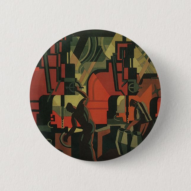 Vintage Art Deco Business Industrial Manufacturing Pinback Button (Front)