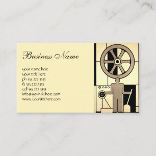 Vintage Art Deco Business Wheel and Machine Worker Business Card