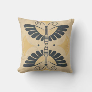 Vintage Art Deco Butterfly Motif Throw Pillow