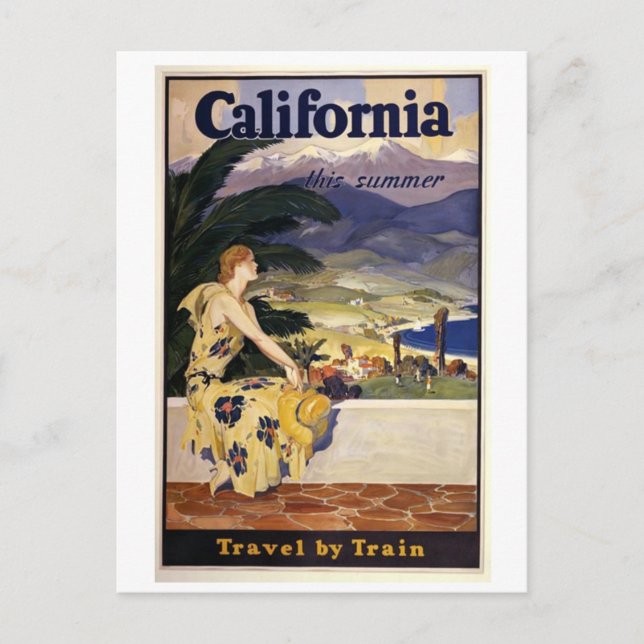 Vintage Art Deco California Travel Postcard (Front)