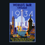 Vintage Art Deco Chicago 1934 World's Fair Poster<br><div class="desc">I found this beautiful Vintage Chicago 1934 World's Fair Poster and thought it would make an awesome postcard. Also available as an art print.</div>