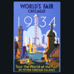 Vintage Art Deco Chicago 1934 World's Fair Poster<br><div class="desc">I found this beautiful Vintage Chicago 1934 World's Fair Poster and thought it would make an awesome postcard. Also available as an art print.</div>