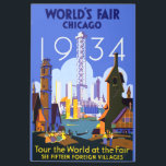 Vintage Art Deco Chicago 1934 World's Fair Poster<br><div class="desc">I found this beautiful Vintage Chicago 1934 World's Fair Poster and thought it would make an awesome postcard. Also available as an art print.</div>