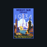 Vintage Art Deco Chicago 1934 World's Fair Poster Canvas Print<br><div class="desc">I found this beautiful Vintage Chicago 1934 World's Fair Poster and thought it would make an awesome postcard. Also available as an art print.</div>