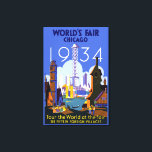 Vintage Art Deco Chicago 1934 World's Fair Poster Canvas Print<br><div class="desc">I found this beautiful Vintage Chicago 1934 World's Fair Poster and thought it would make an awesome postcard. Also available as an art print.</div>