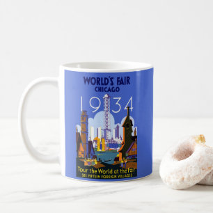 Vintage Art Deco Chicago 1934 World's Fair Poster Coffee Mug