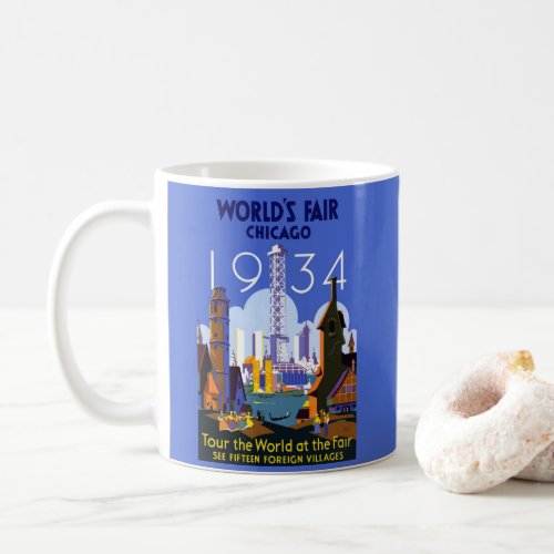 Vintage Art Deco Chicago 1934 Worlds Fair Poster Coffee Mug