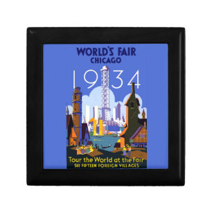 Vintage Art Deco Chicago 1934 World's Fair Poster Gift Box