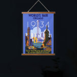 Vintage Art Deco Chicago 1934 World's Fair Poster Hanging Tapestry<br><div class="desc">I found this beautiful Vintage Chicago 1934 World's Fair Poster and thought it would make an awesome postcard. Also available as an art print.</div>