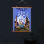 Vintage Art Deco Chicago 1934 World's Fair Poster Hanging Tapestry<br><div class="desc">I found this beautiful Vintage Chicago 1934 World's Fair Poster and thought it would make an awesome postcard. Also available as an art print.</div>