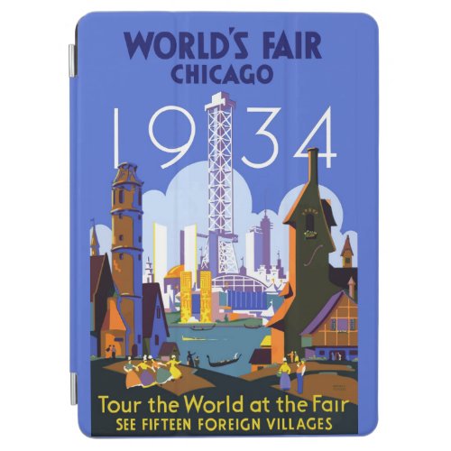 Vintage Art Deco Chicago 1934 Worlds Fair Poster iPad Air Cover