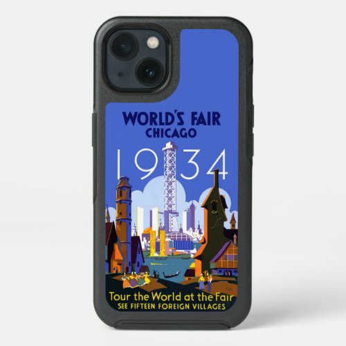 Vintage Art Deco Chicago 1934 Worlds Fair Poster iPhone 13 Case