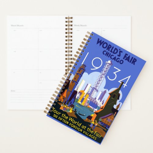 Vintage Art Deco Chicago 1934 Worlds Fair Poster Planner