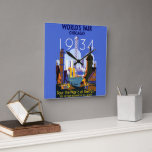 Vintage Art Deco Chicago 1934 World's Fair Poster Square Wall Clock<br><div class="desc">I found this beautiful Vintage Chicago 1934 World's Fair Poster and thought it would make an awesome postcard. Also available as an art print.</div>