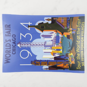 Vintage Art Deco Chicago 1934 World's Fair Poster Trinket Tray