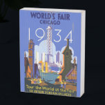 Vintage Art Deco Chicago 1934 World's Fair Poster Wooden Box Sign<br><div class="desc">I found this beautiful Vintage Chicago 1934 World's Fair Poster and thought it would make an awesome postcard. Also available as an art print.</div>